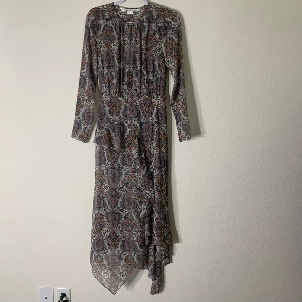 Veronica Beard Womens Sazan Long sleeve paisley midi dress 2 - Picture 2 of 9